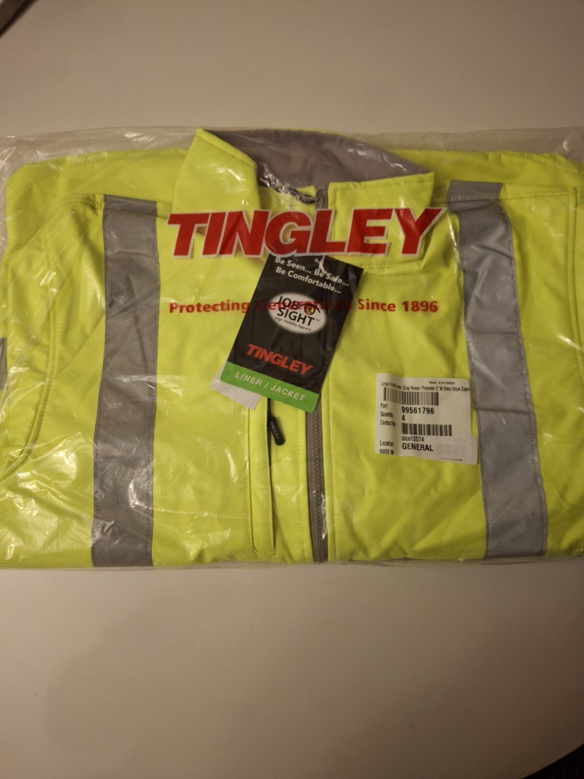 Tingley Phase 3 J25022 High Visibility Wind And Water Proof Lined Jacket (Large)