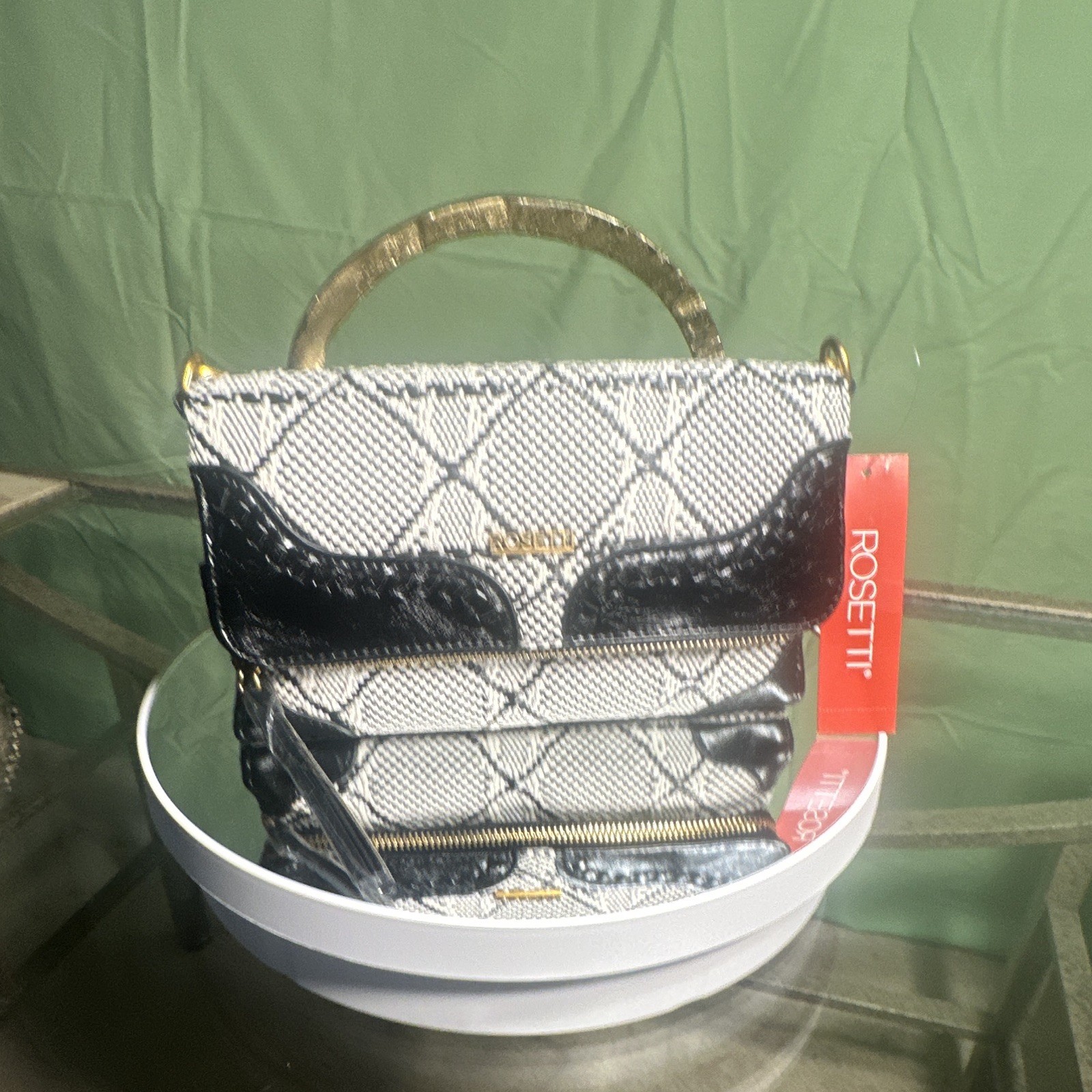 Rosetti Piper Small Snake Print Crossbody Top Handle, Zip/Magnetic, Gold