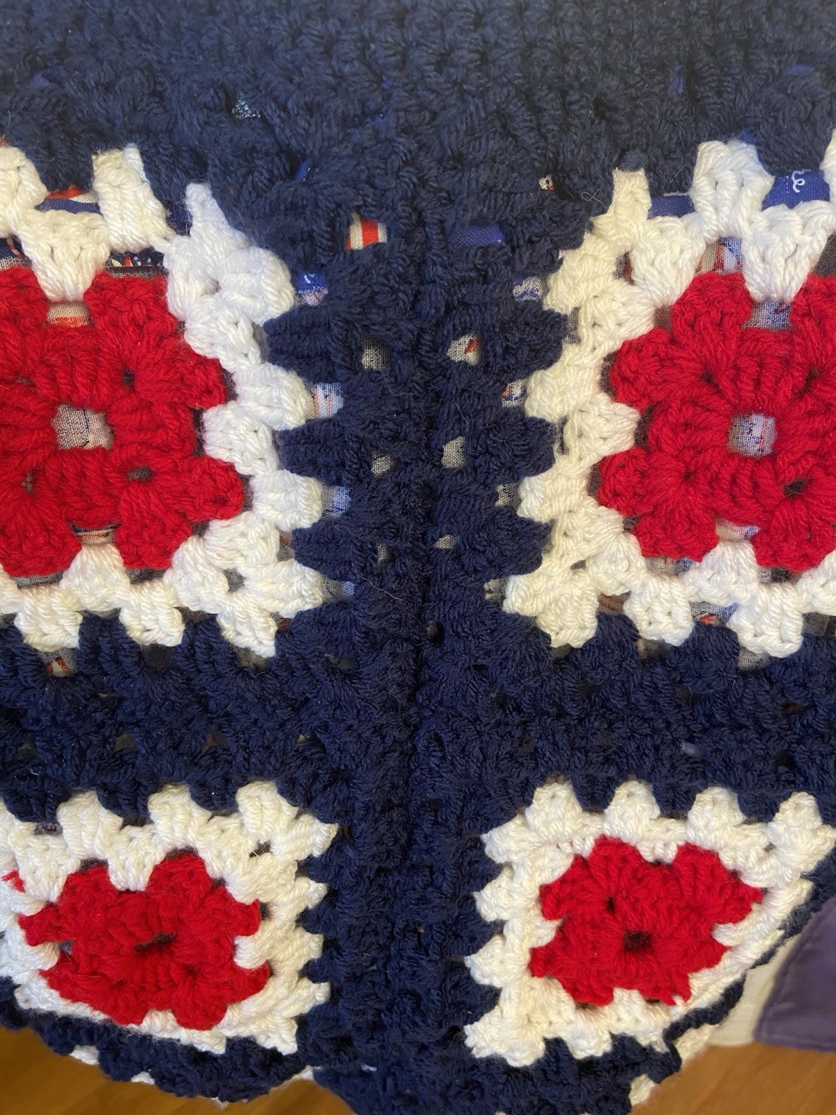 Handmade Crochet Red, White,Blue farmer’s market and all around great lined tote