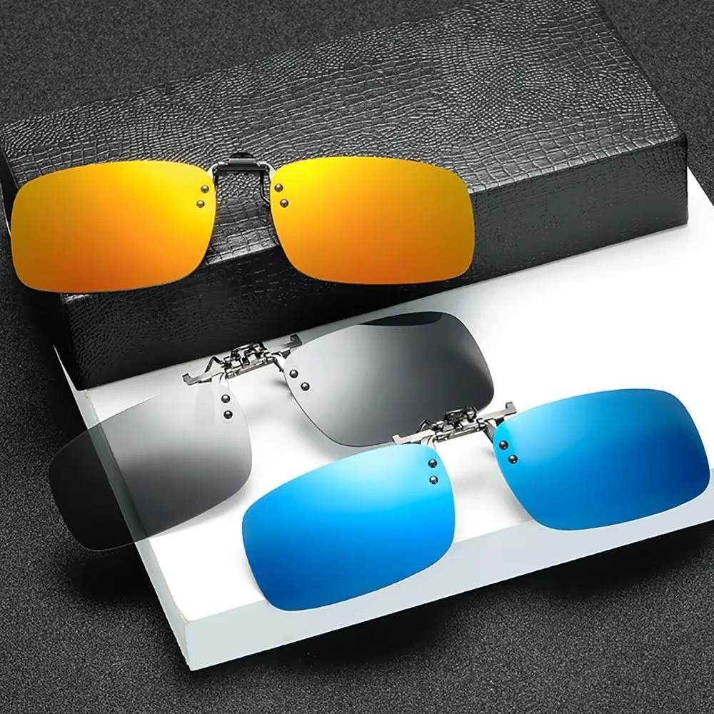 Polarized Flip Up Clip On Sunglasses Blue Fishing Men Women 100% UV Protection
