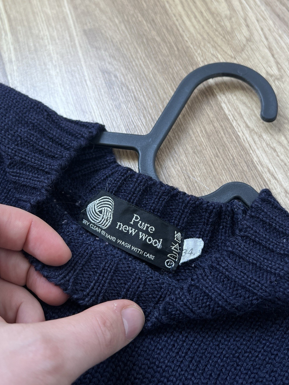 Le Tricoteur Guernsey Jumper Style Small Navy Pure British Wool Fisherman
