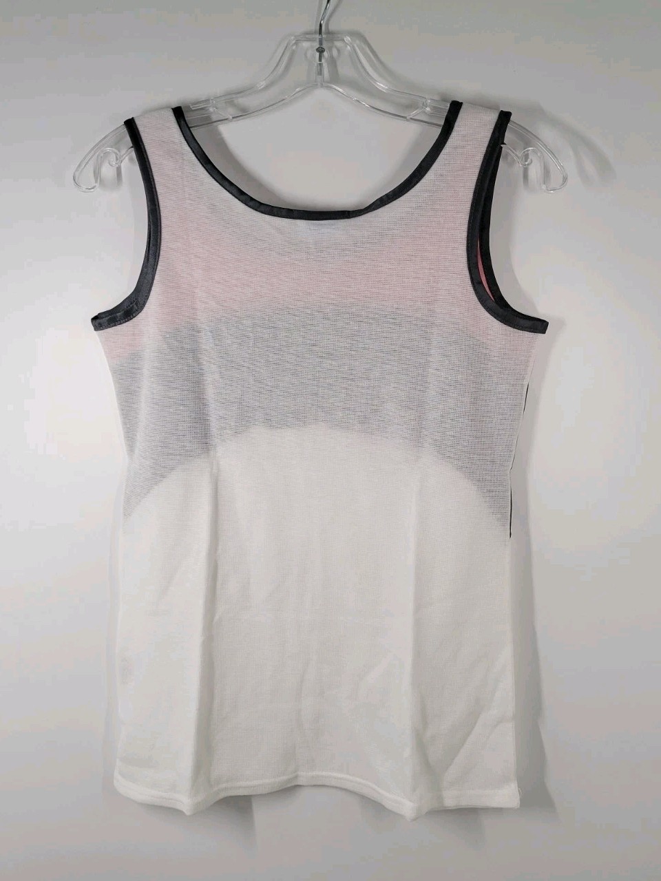 Vtg Bill Rodgers White Pink Gray Cotton Blend Tank Top Women Sz Small USA NOS
