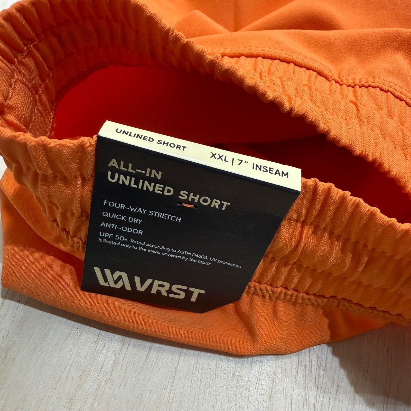 VRST Mens XXL 7″ All-In Unlined Short Tangerine Orange Stretch Quick Dry Pockets