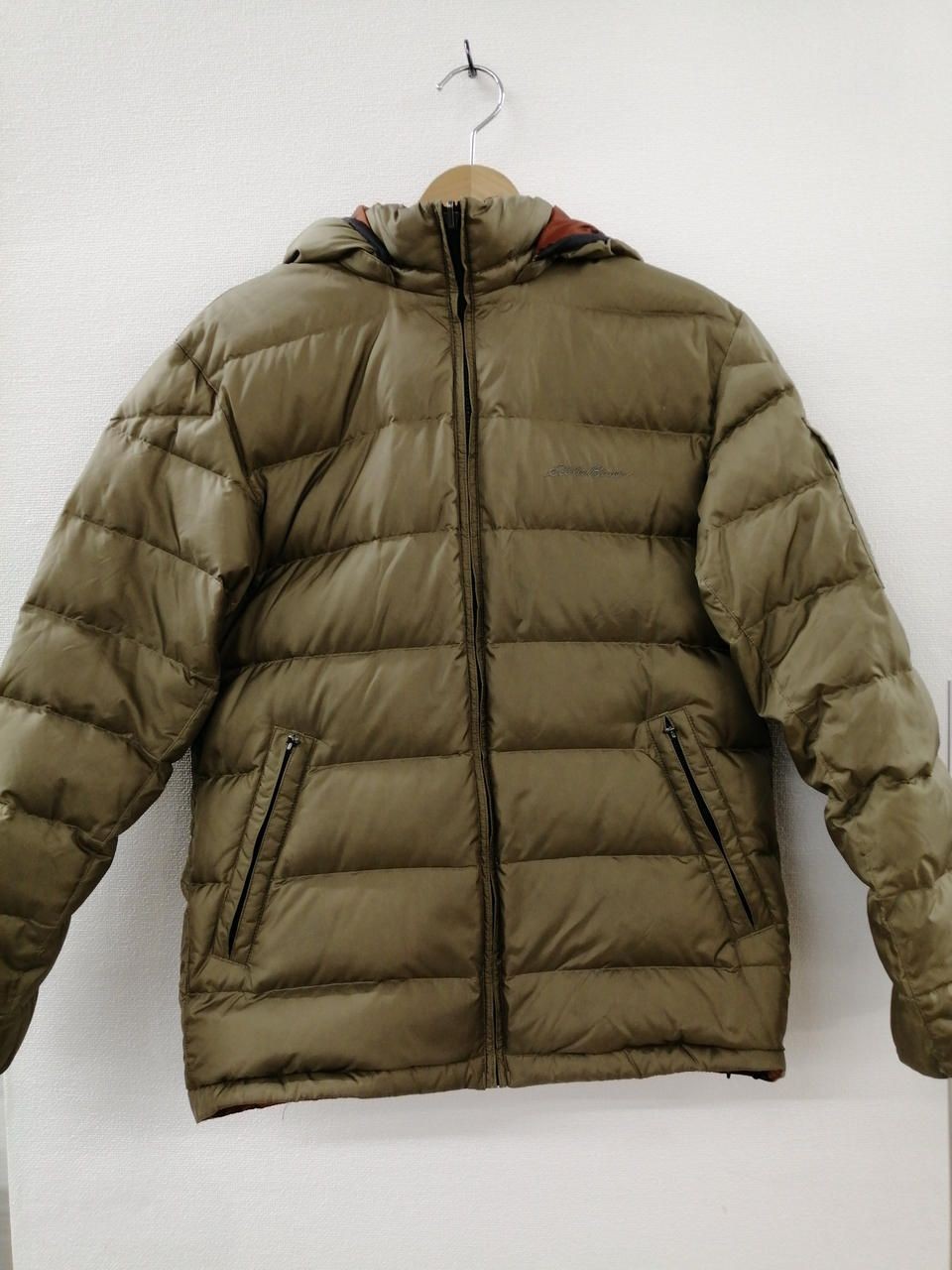 EDDIE BAUER Reversible Down Jacket Khaki X Brown Gray Used