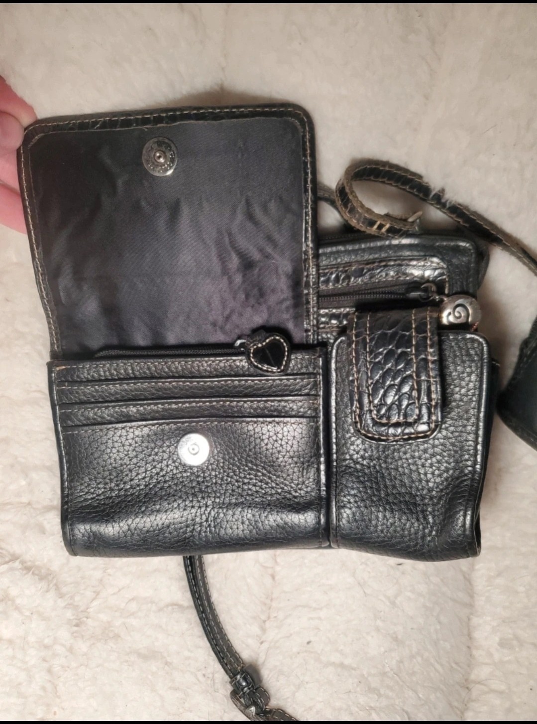 Vintage Brighton One World & Hudson Alt Goth Biker Crossbody Croc Purse Bag s