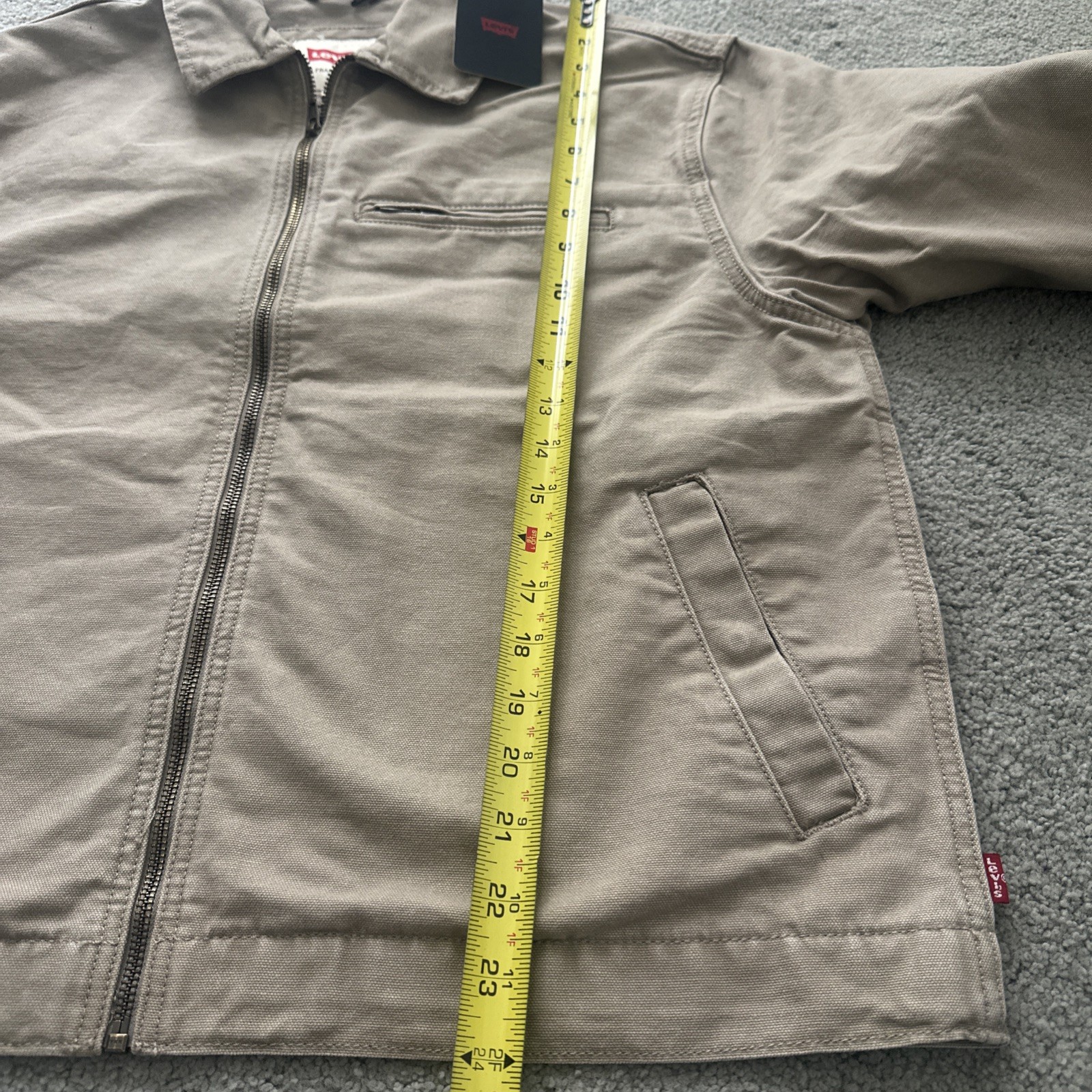 Levi’s Mechanics Full Zip Light WT Canvas Beige Tan Garage Jacket Medium