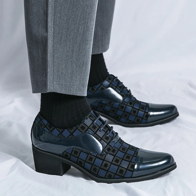 With 6 Cm Heel Extra Height Business Formal Pointed Leather Shoes for Men