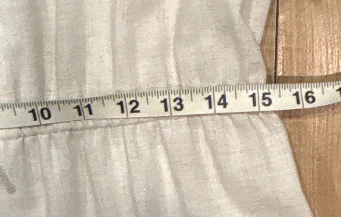 Vintage Beige Linen A-Line Collared Button Front Dress Short Sleeve 9-10