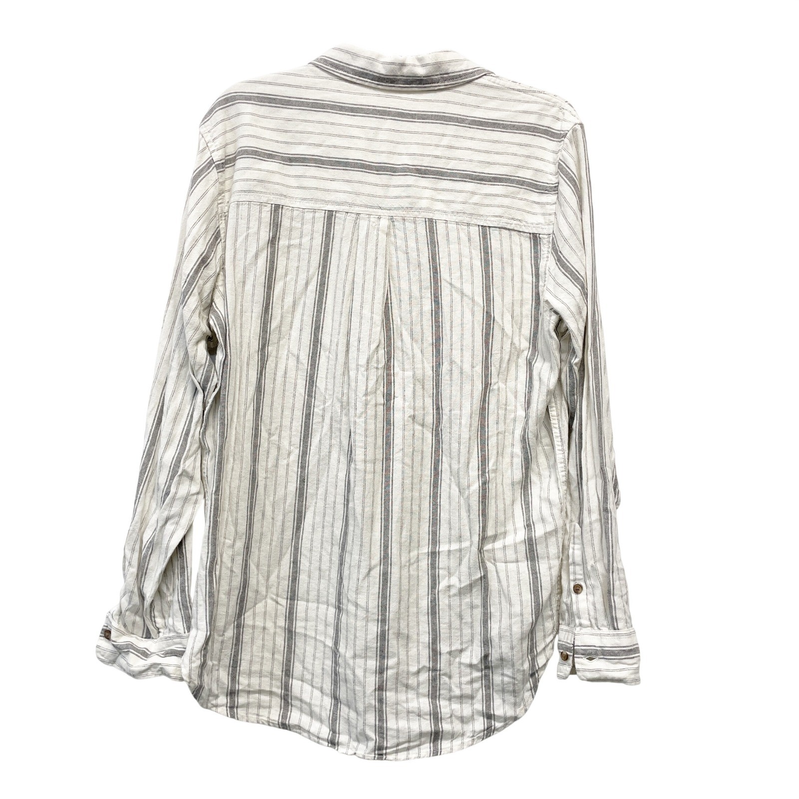 Universal Thread Women’s Gray Linen Blend Striped Button Down Shirt Size M