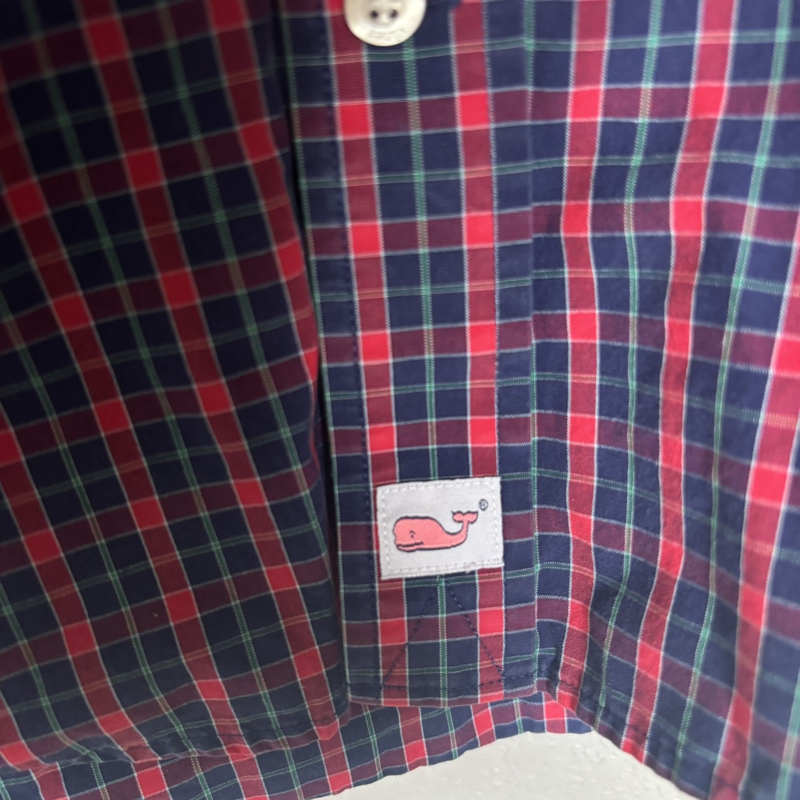 Vineyard Vines Murray Shirt Mens X-Large Slim Fit Red Blue Plaid Long Sleeve