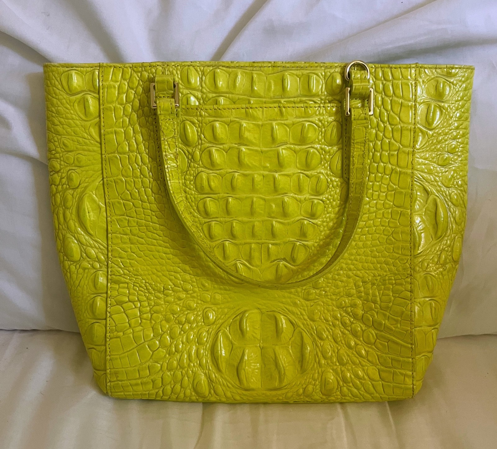 brahmin neon green tote/ handbag. plastic still on zippers
