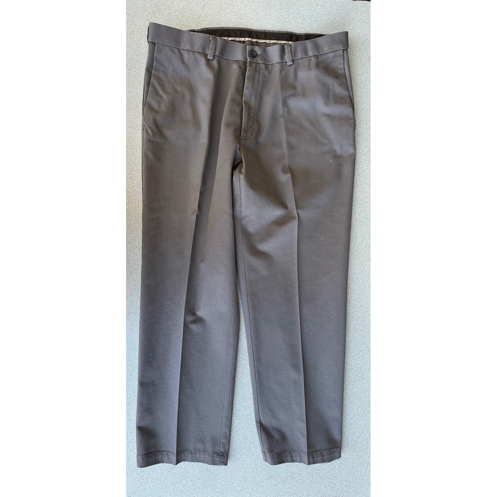 Haggar Mens 100% Cotton Flat Front Chino Pants Taupe Brown 36×29 WPL386