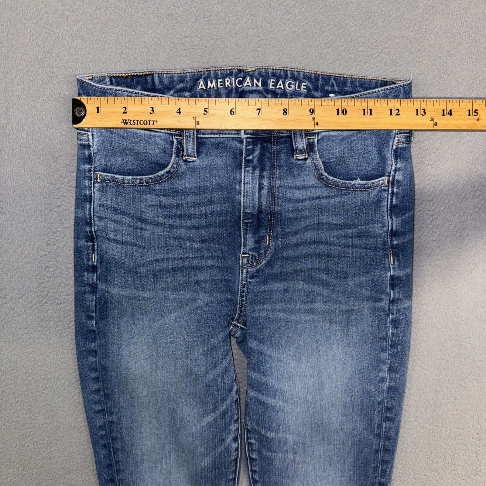 American Eagle Jeans Womens 2 Blue Hi-Rise Jegging Stretch Distressed Denim