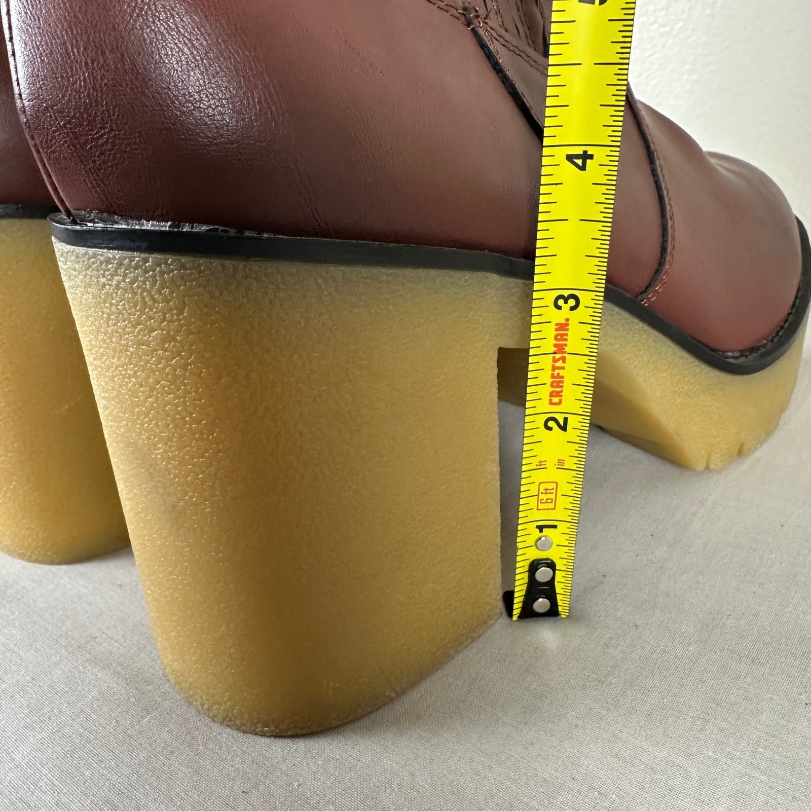 Sun + Stone Women’s 11 Lennii Platform Ankle Boots Burgundy Lug Sole Block Heel