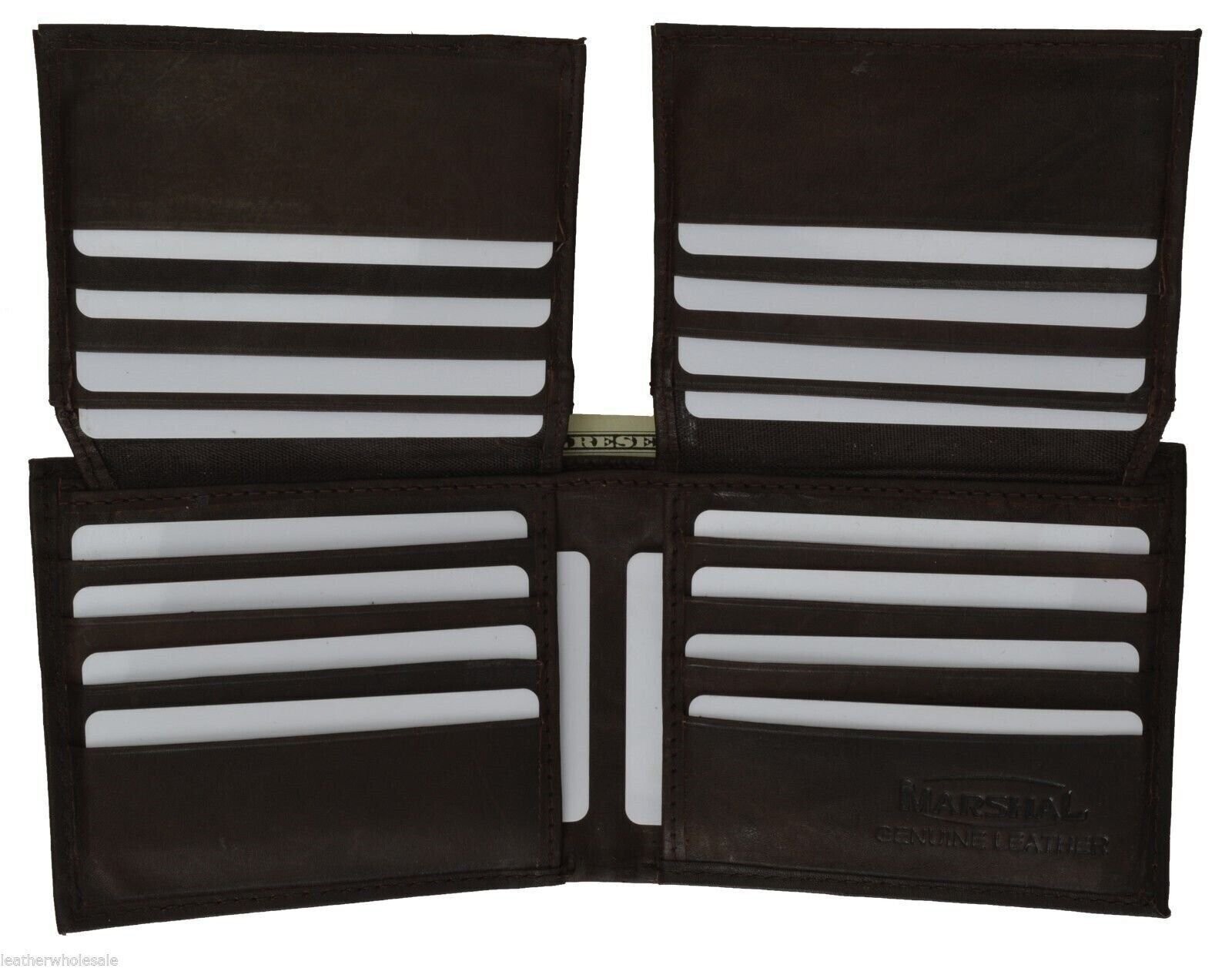 Marshal® BiFold Double Bill 2 ID Window 6+ Credit Card Wallet Black Men’s Wallet