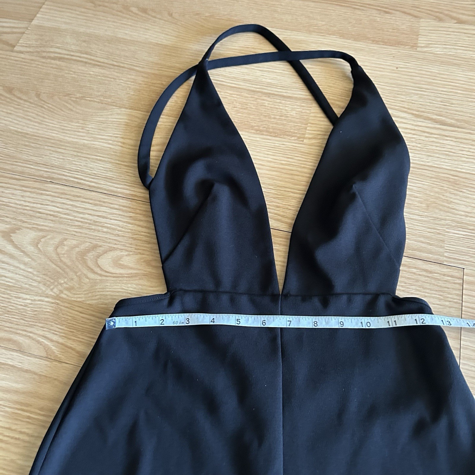 Solace London Black Halter Cross V-Neck Dress Size 4