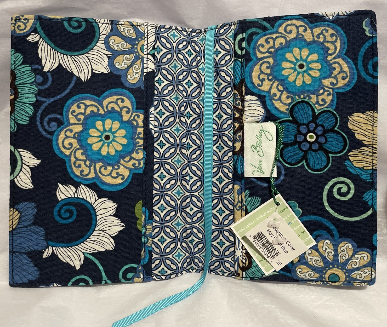 Vera Bradley Mod Floral Blue Book Cover W/ Tags Retired Stock Photo 5.25 X 7.75