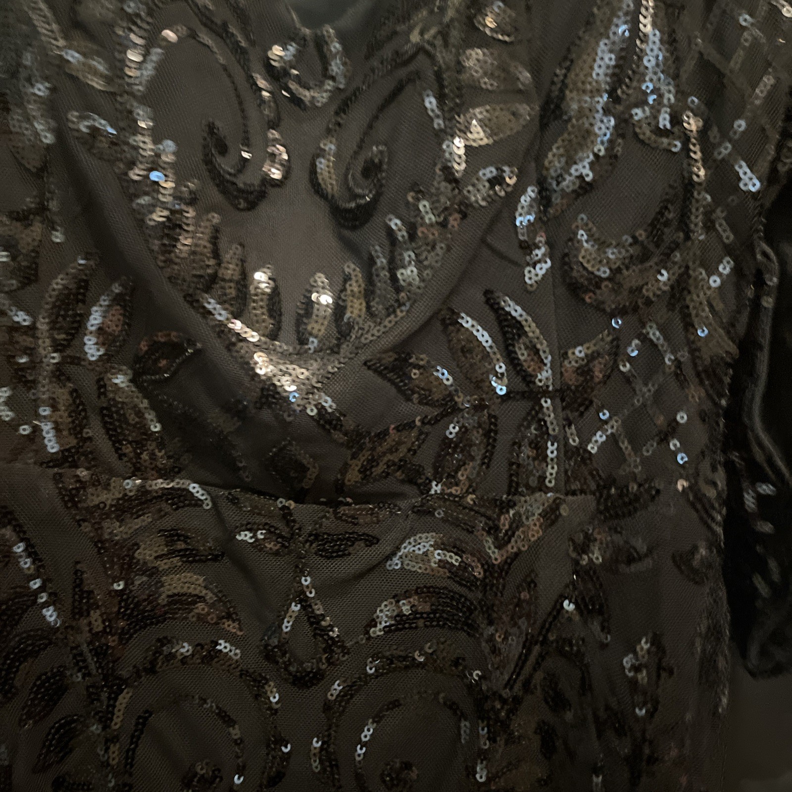 Black sequins off shoulder dress