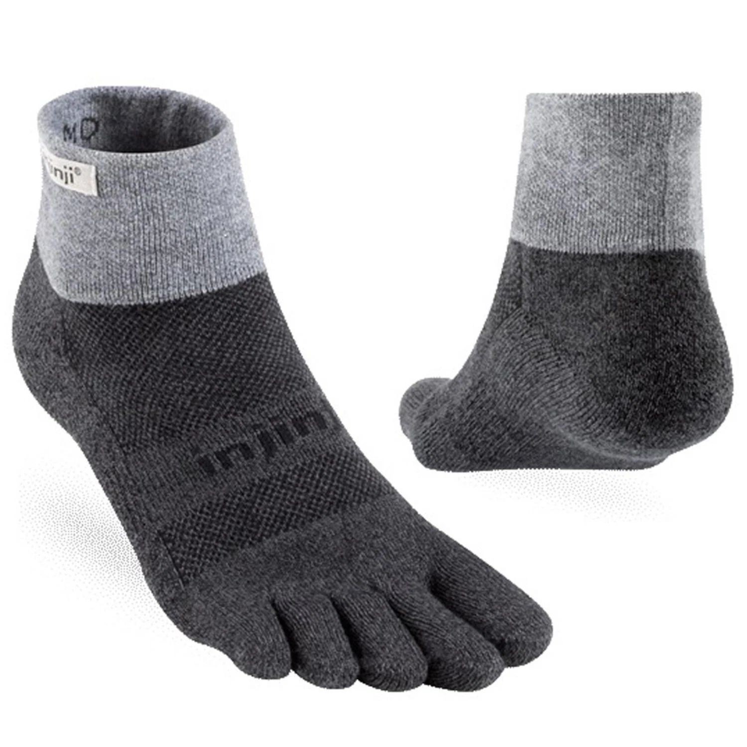 Injinji Men’s Trail Midweight Mini Crew Comfortable Toe Socks, Granite, Sizes