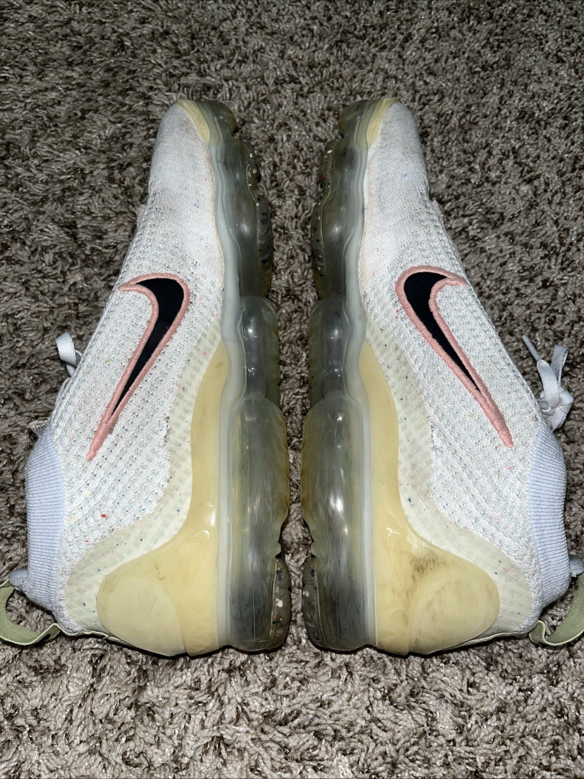 Size 9.5 – Nike Air VaporMax 2021 Flyknit Mismatched Swoosh – White