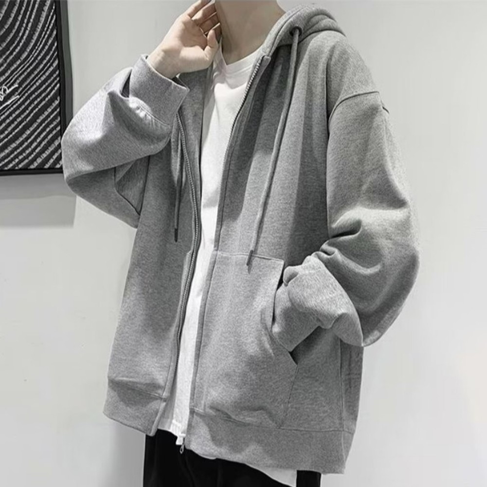 Men Polyester Spandex Blend Oversized Cotton Hoodies Harajuku Streetwear Jacket