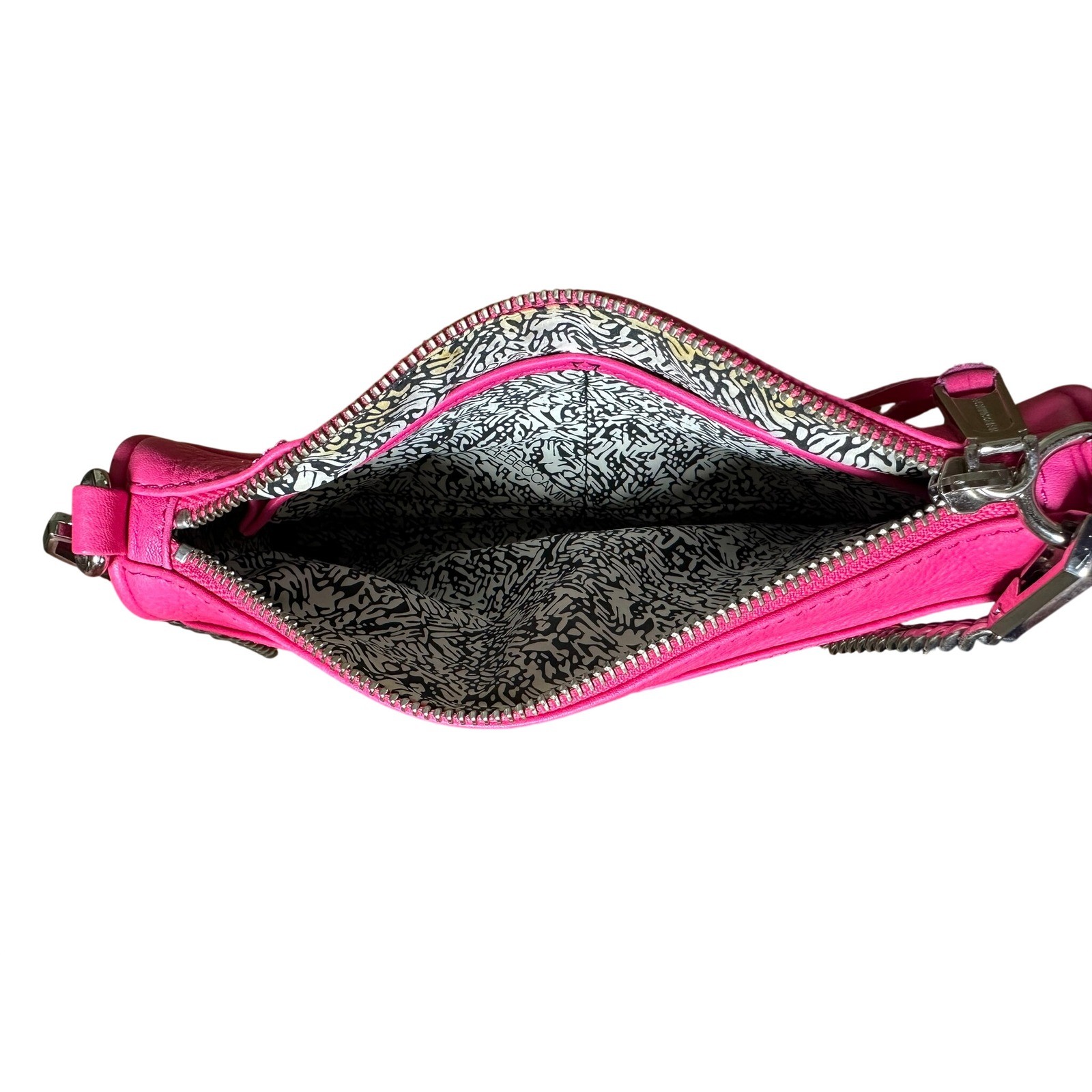 Rebecca Minkoff Mini MAC Crossbody HandBag Purse Neon Pink Leather Silver