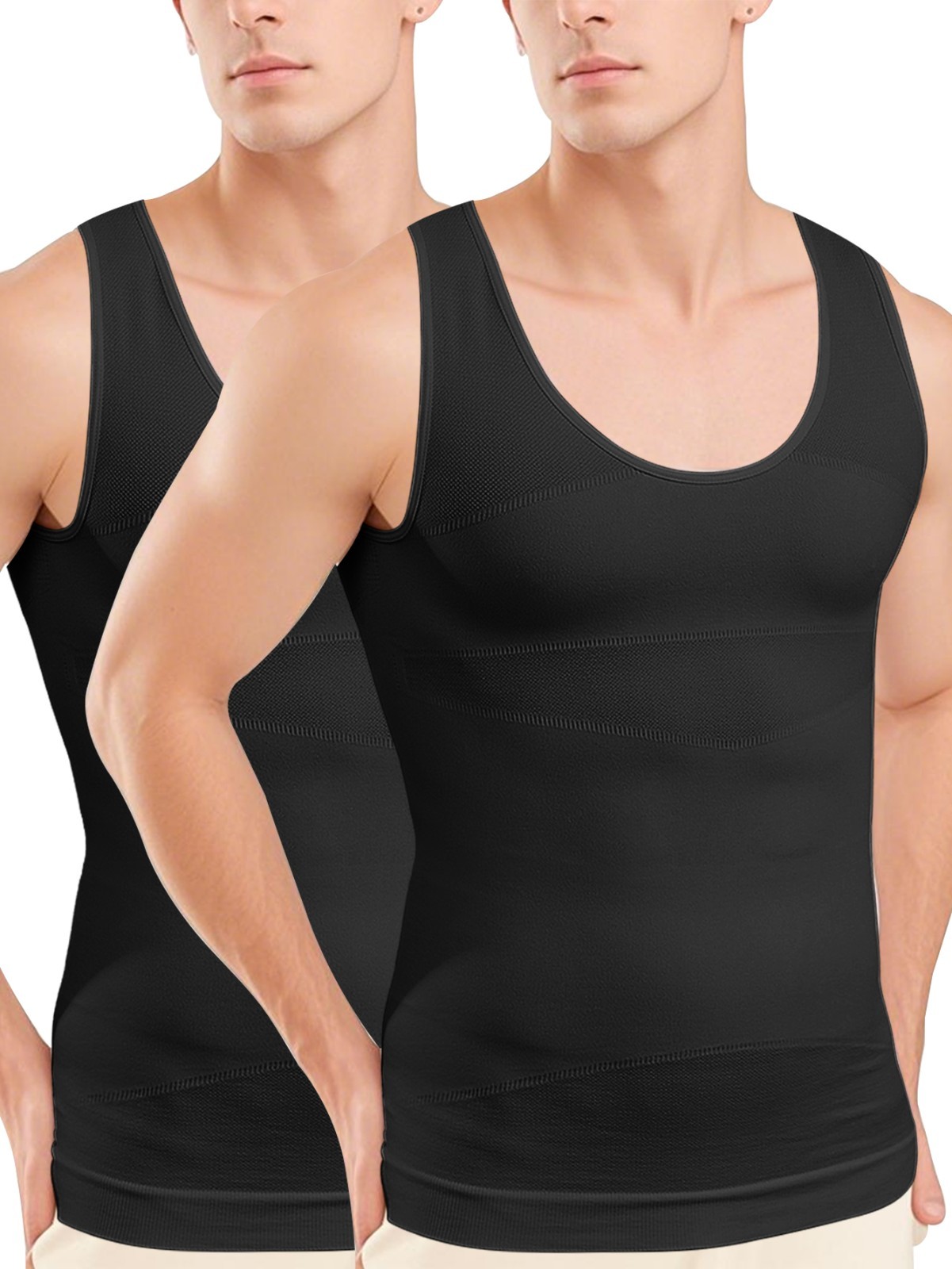 2Pack Men’s Compression Tank Top Slimming Body Shaper Vest Workout Base Layer