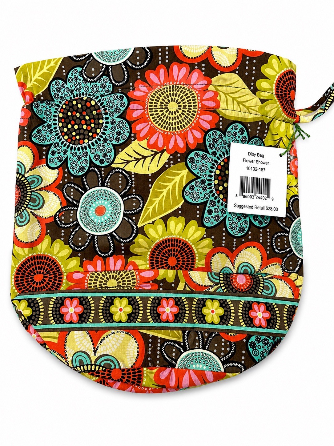 Vera Bradley Floral Quilted Lined Drawstring Ditty Pouch Bag Small Multicolor