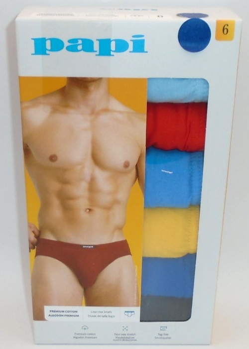 NEW MEN’S “PAPI 100% PREMIUM COTTON 6 PACK LOW RISE BRIEFS” Choose!