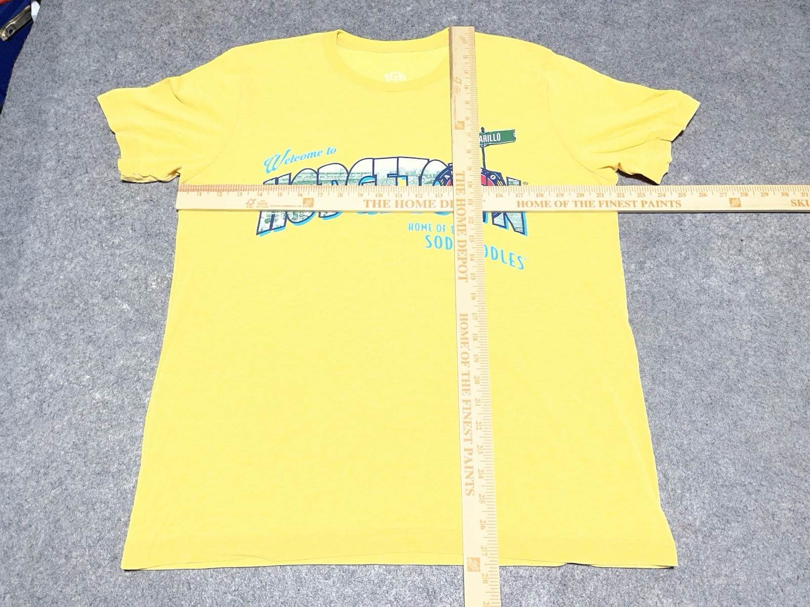 Hodgetown Home ofthe Amarillo Sod Poodles Yellow Shirt Large 108 stitches MiLB