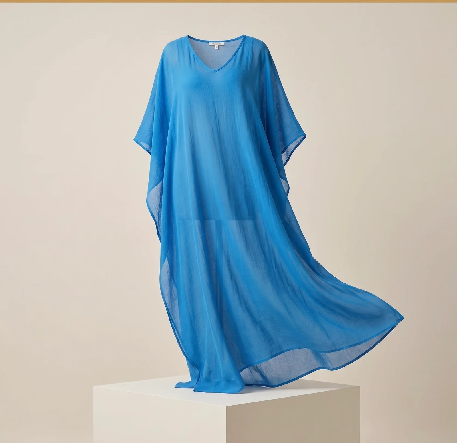 Ocean Blue Sheer Kaftan Maxi Dress