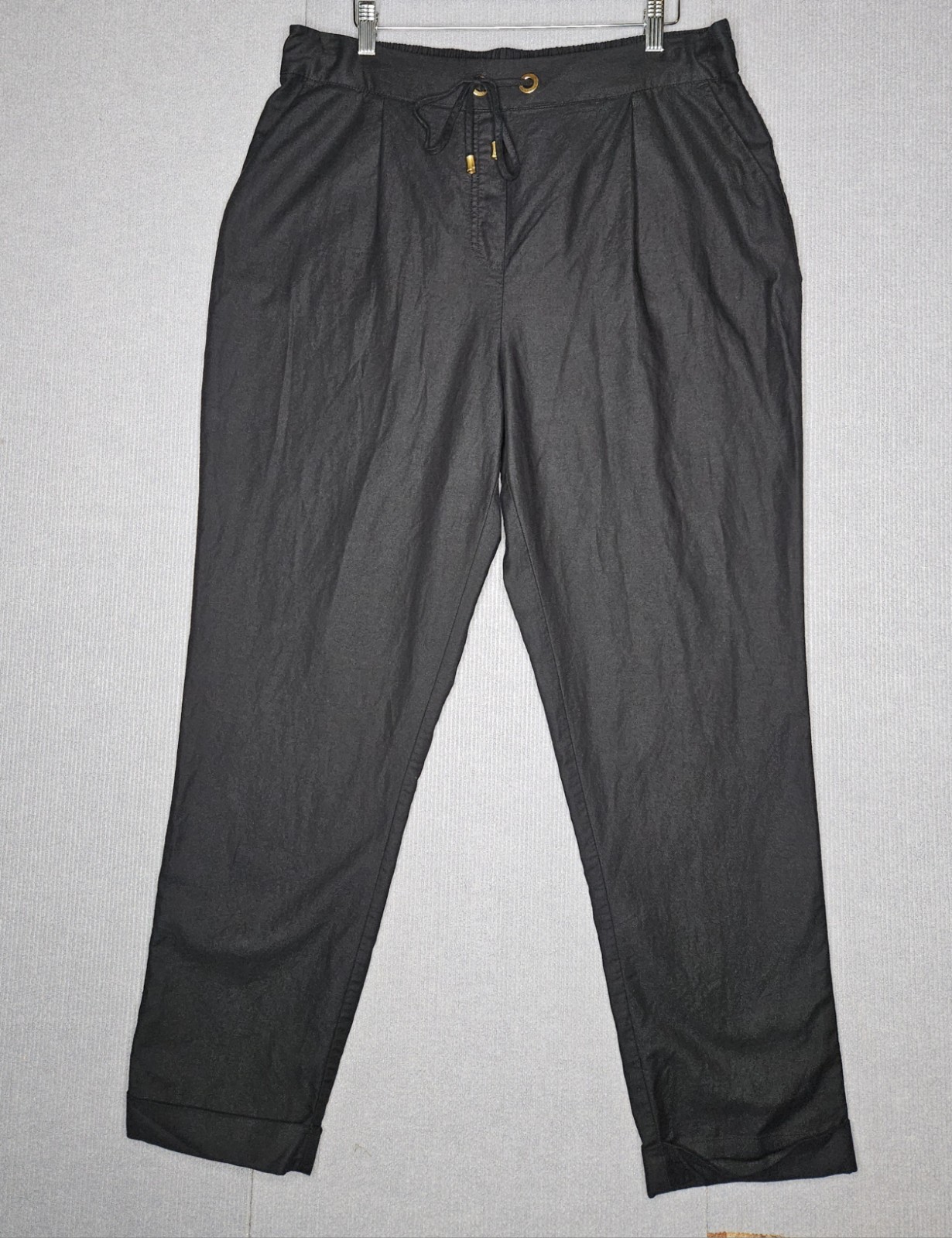 Donna Karan New York Ankle Pants Womens Large Black Drawstring Tapered