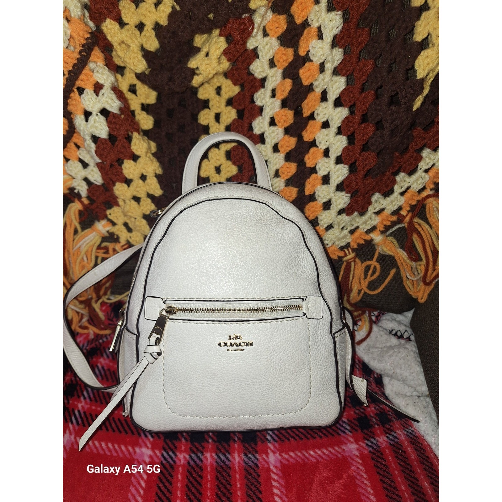 2. Coach Jordyn Mini Backpack Chalk White Pebbled Leather Gold Hardware F80044