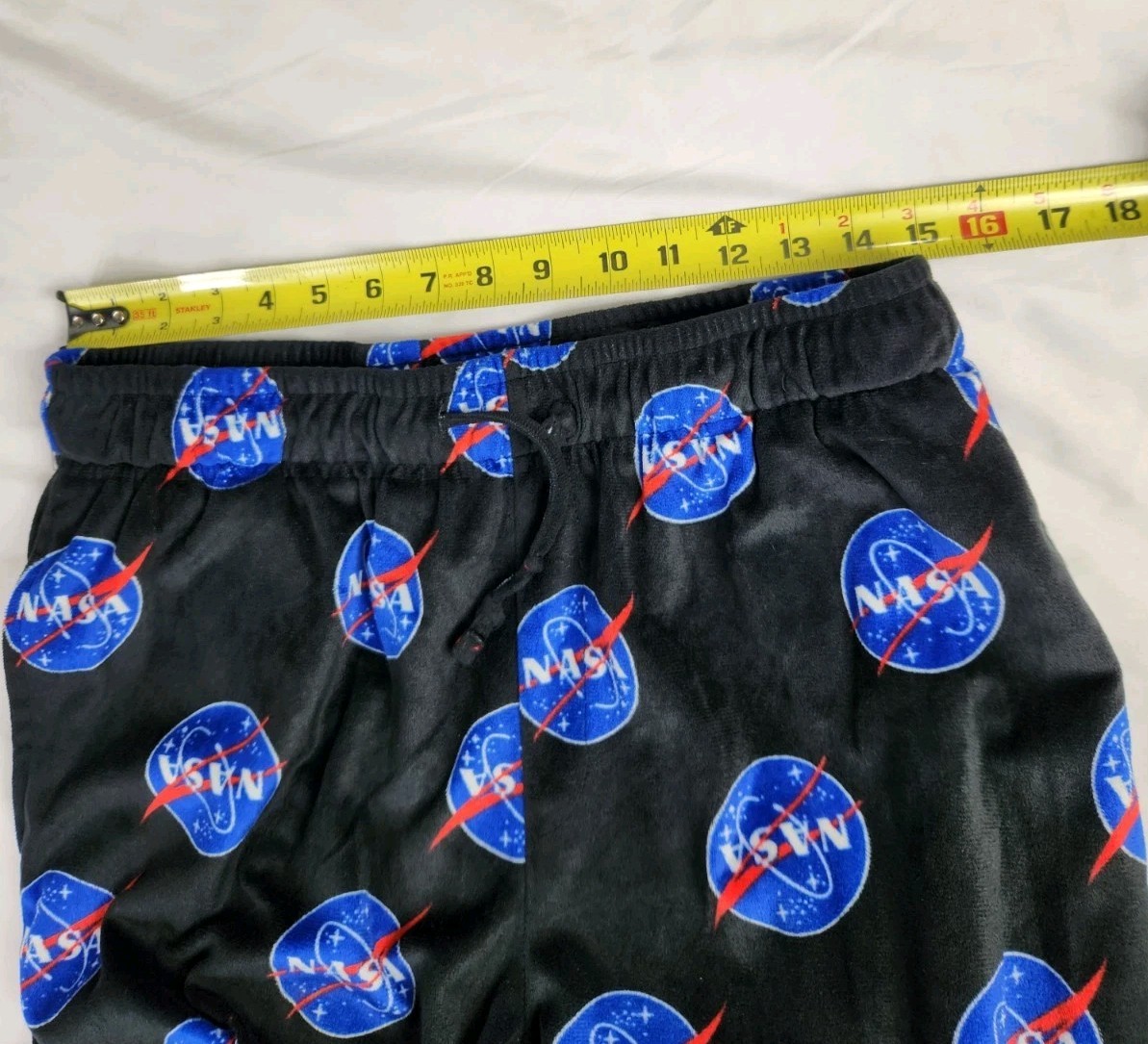 ADTN Pants M Men’s Black NASA Logo Fleece Pajama Lounge Pants