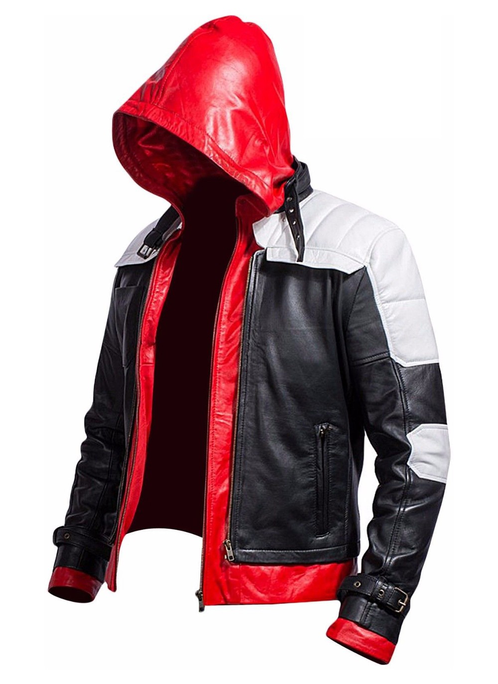 Mens Batman Arkham Knight Red Hood Jacket + Vest – Cosplay Leather Outfit