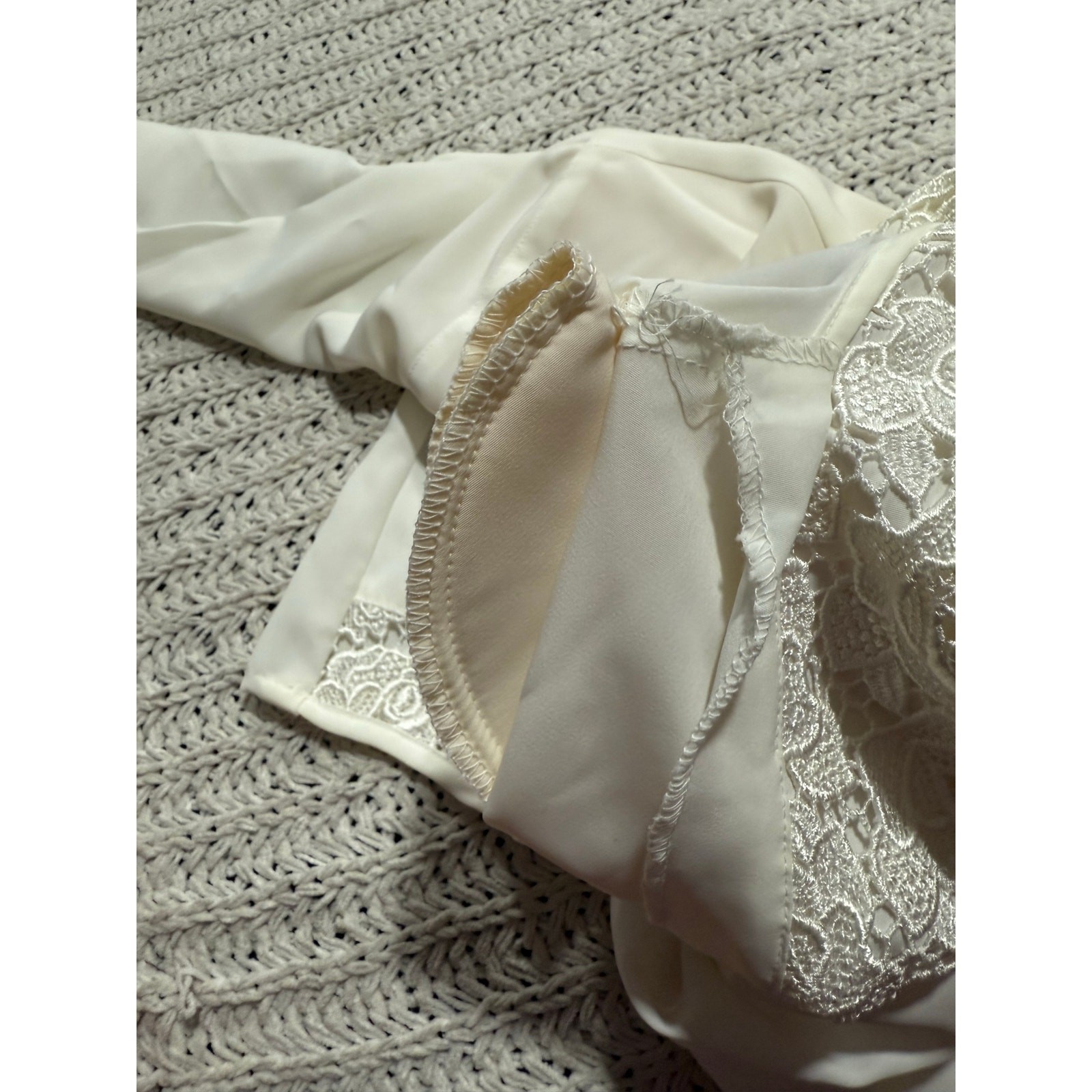 NWT VTG Susan Hutton Lace Blouse Button Up Womens Sz 12 White Secretary Academia