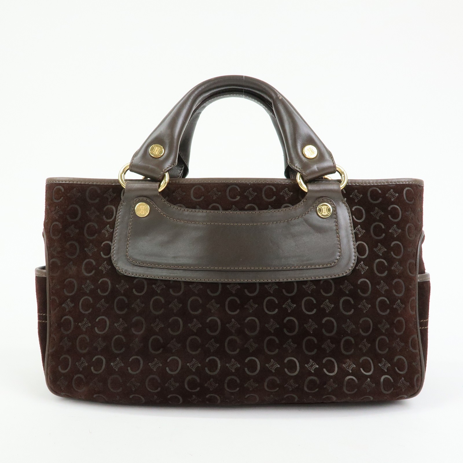 CELINE C Macadam Suede Leather Boogie Bag Hand Bag Brown Authentic Used F/S