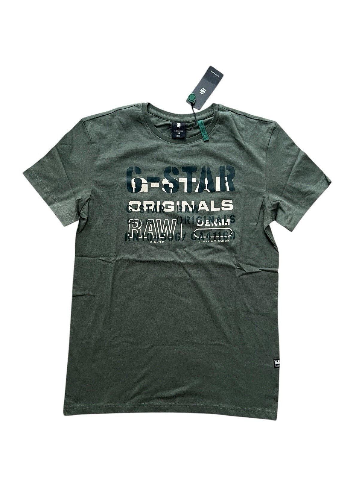 G-Star Raw Mens LT Hunter Graphic Tee Logo T-Shirt Green $65 Size XS