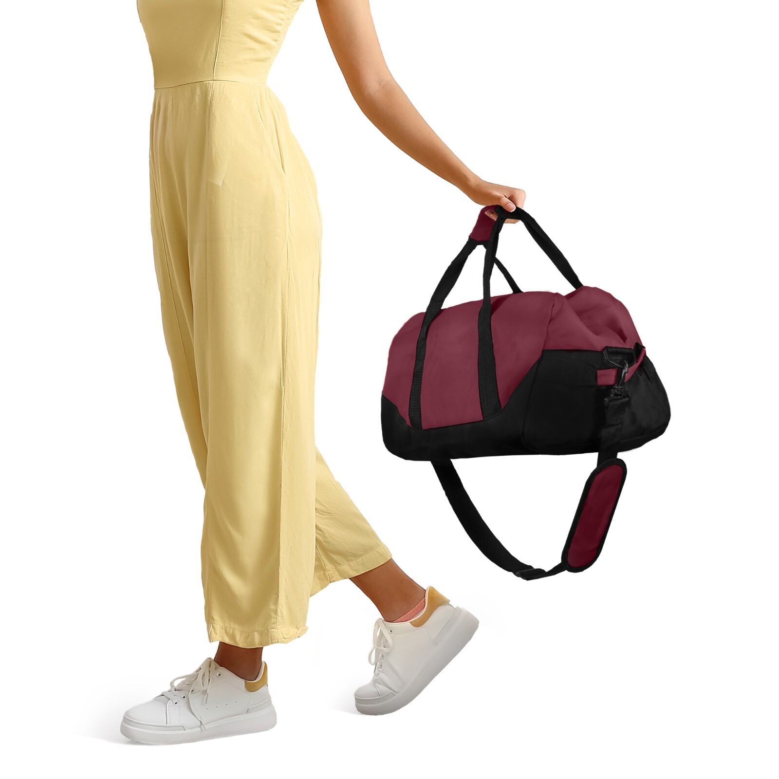 DALIX 21″ Duffle Bag Two-Toned Sports Gym Travel Bag in Maroon