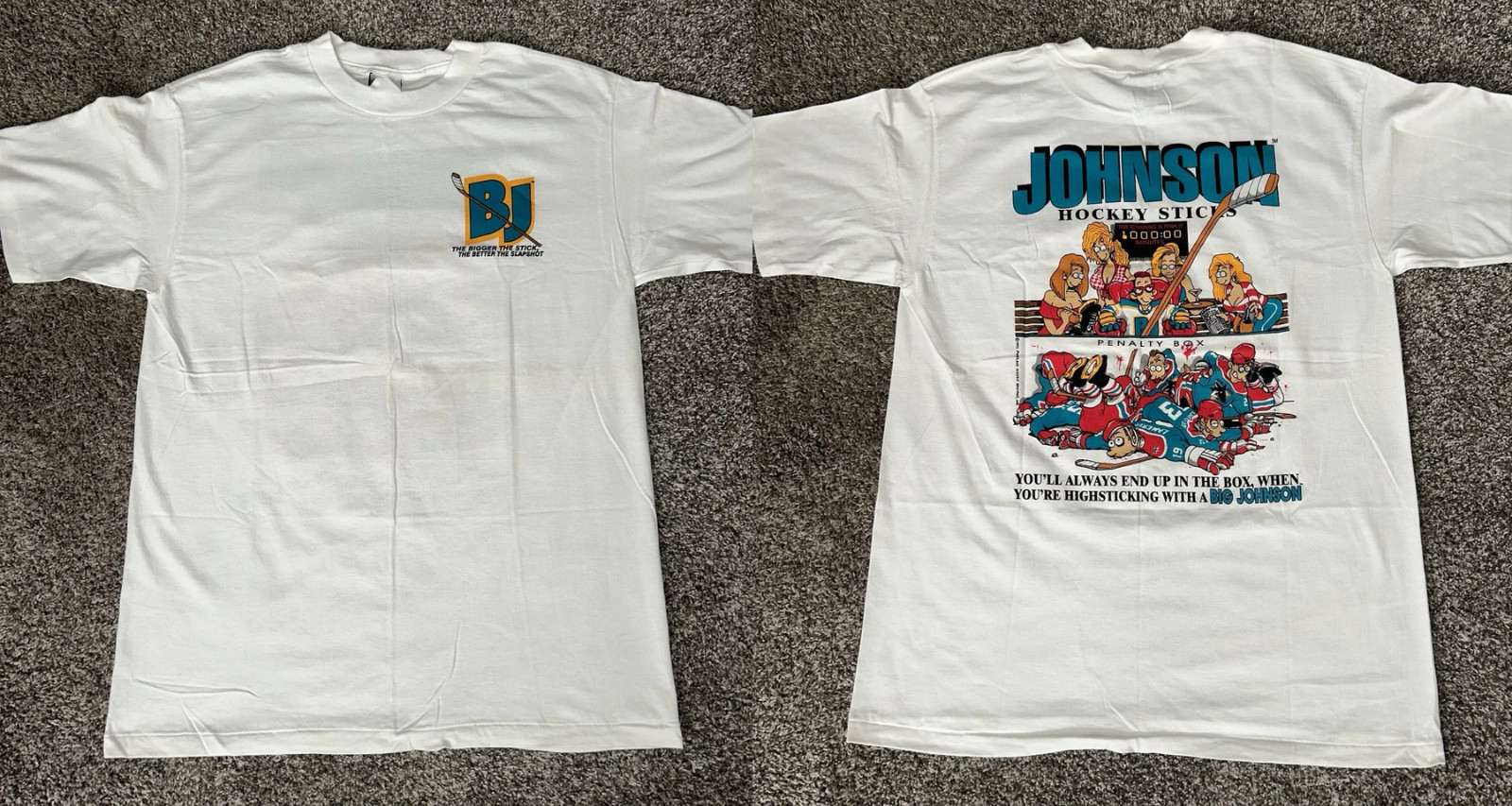 BiG Johnson Hockey STICKS DOUBLE SIDED T Shirt Full Size S-5XL