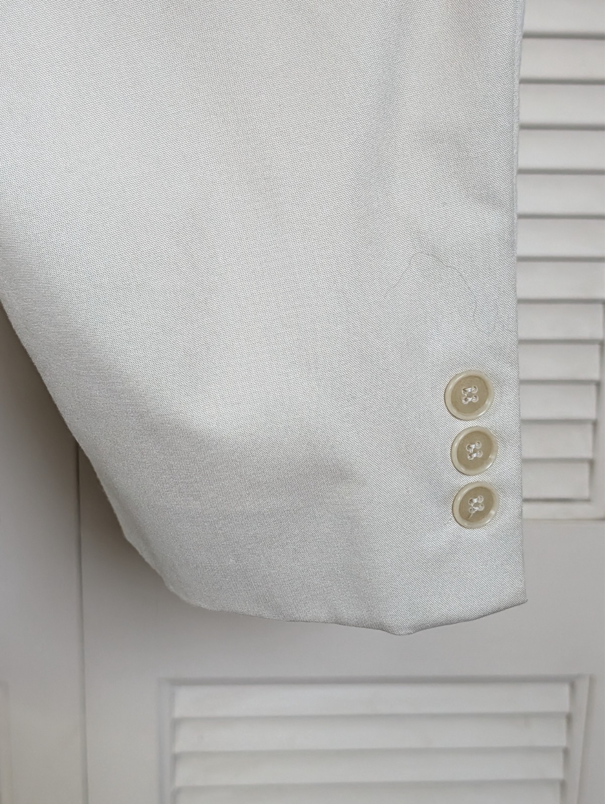 Haspel Perfect Poplin 2 Piece Suit Mens 44R Pants 32×33 Solid Beige Cream Cotton