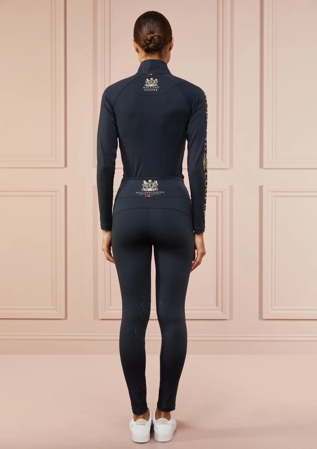 HOLLAND COOPER SPORT LEGGING IN BLACK/GOLD. UK MEDIUM.
