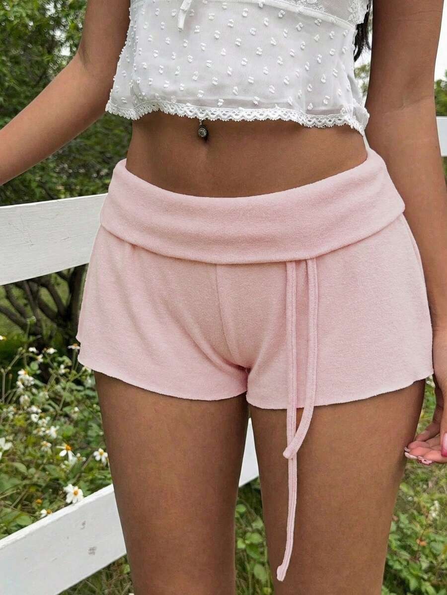 White Cotton Mini Shorts Women Casual Elastic Waist Summer Shorts