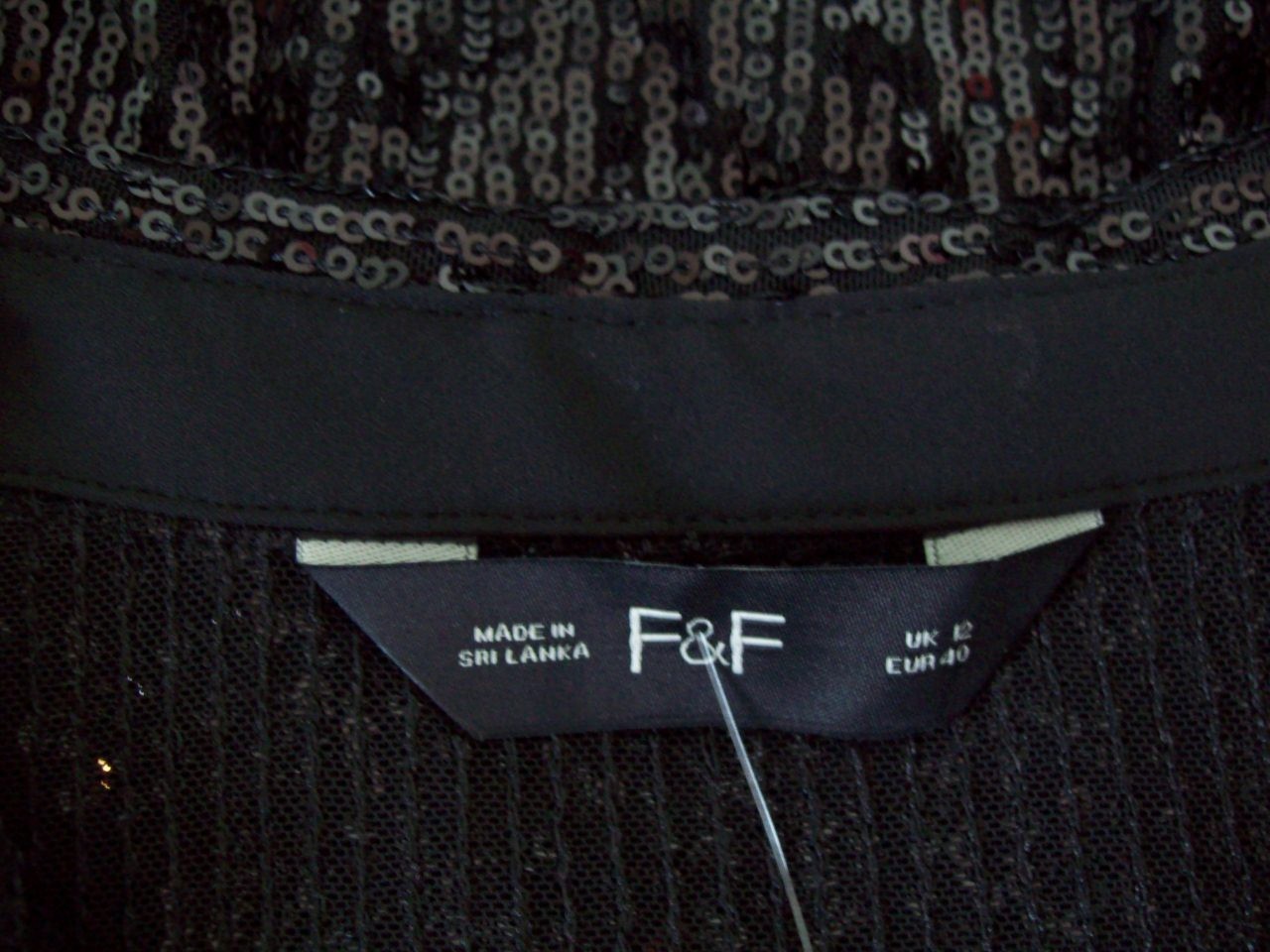 New F&F Black Sequin Shirt Top UK 12 Oversized 12/14 Stretch Party Occasion