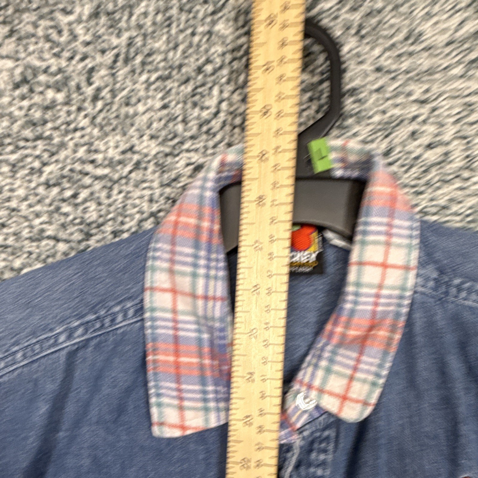 Mickey Unlimited Men’s L Plaid Denim Button-Up Long Sleeve Pockets