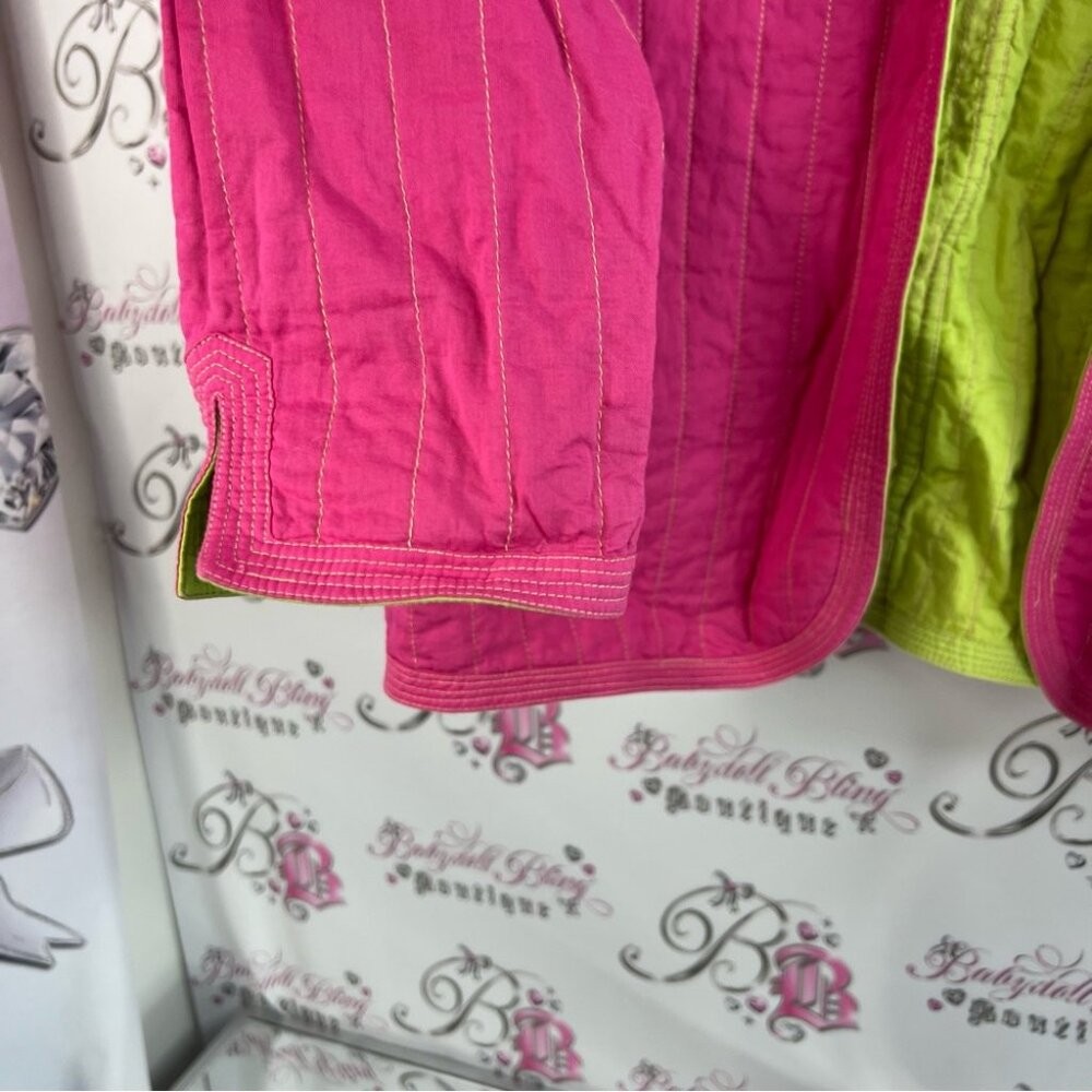 Attitude jacket coat quilted style 2 tone lime Fuchsia Quilted Utility Jacket