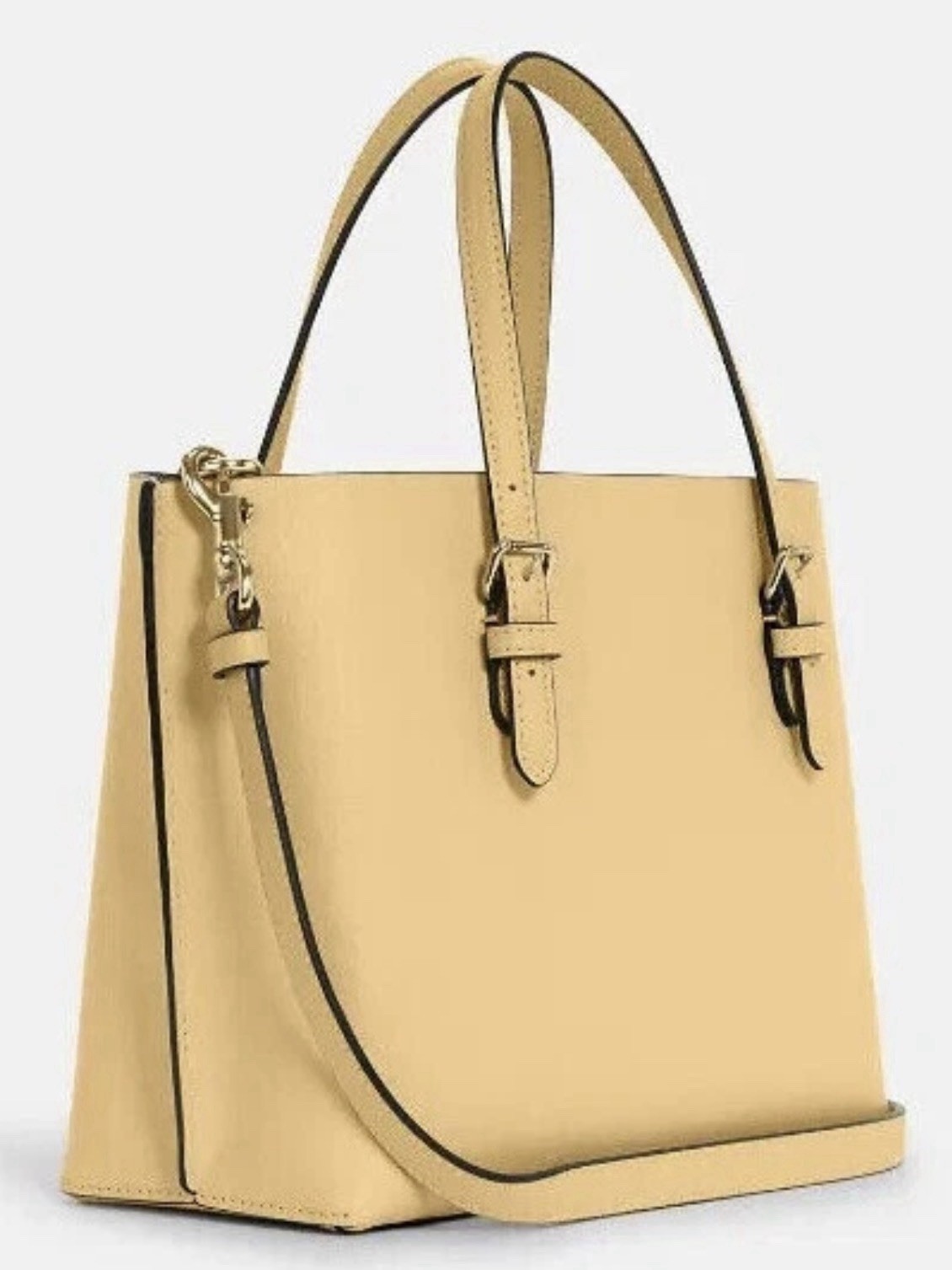 NWT COACH MOLLIE C4084 Tote 25 Crossbody Handbag In VANILLA Pebble-Leather Gold