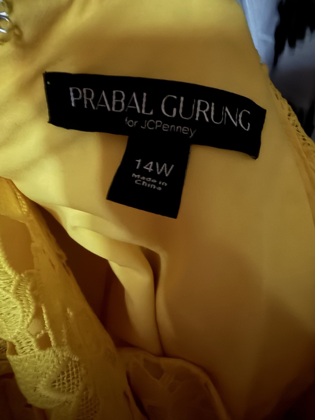 Prabal Gurung for JCPenney Yellow Floral Lace V-Neck Fit & Flare Dress 14W
