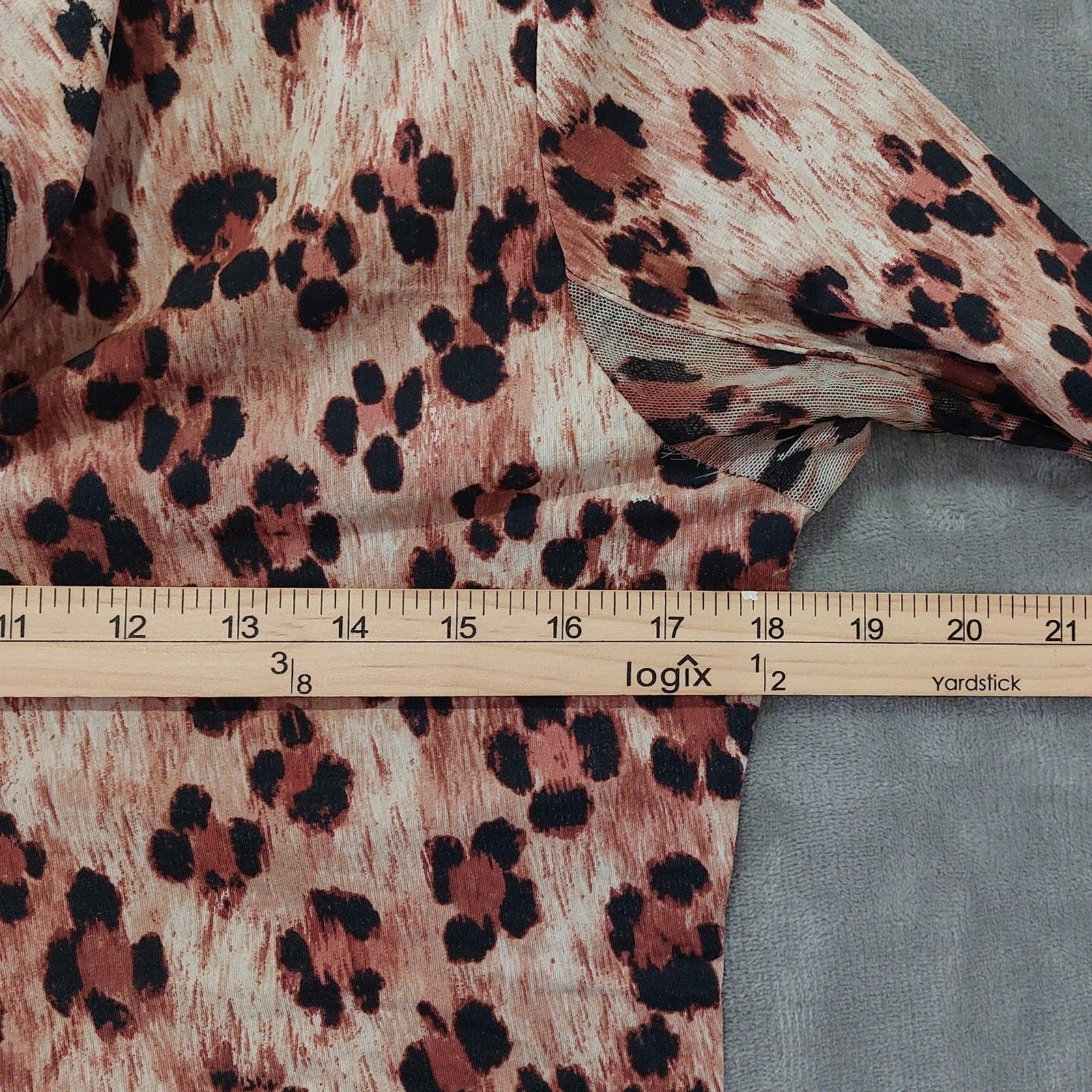 IBKUL Leopard Print 1/4 Zip Polo Pullover Women’s Small Mesh Long Sleeves Golf