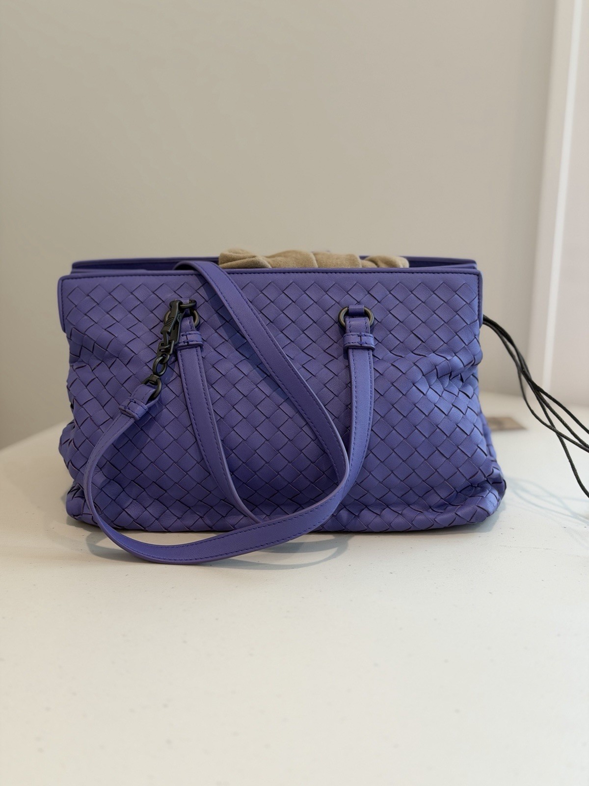 Bottega Veneta Pacific Top Handle Shoulder Bag Intrecciato Lavender (New w Tags)